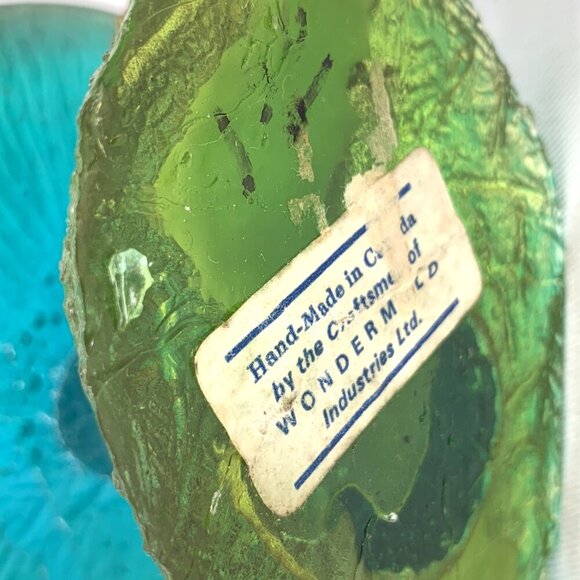 Wondermold Lucite Mushroom Blue Orange Green Figurine 3.5" Tall Vintage - Picture 9 of 9